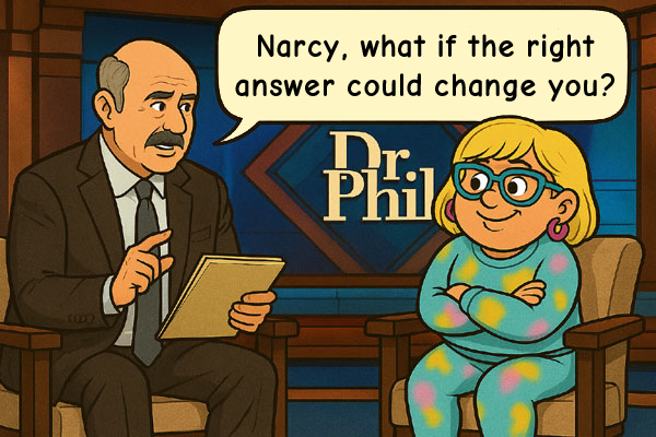 Dr. Phil asks whether the right answer could change Narcy.