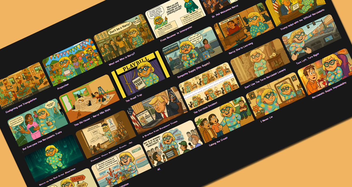 A collage of Narcy comics just waiting to be read