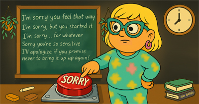 A Narcy textbook apology that seems like I am sorry but is anything but