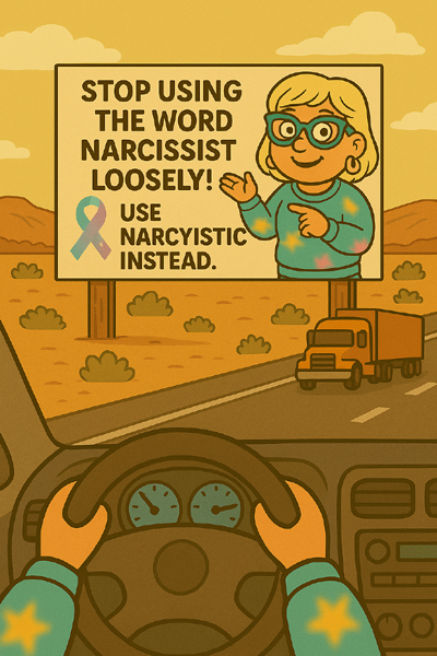 Billboards across America- Stop using Narcissist Loosely! Say Narcyistic Instead!