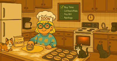 Narcy baking ‘SOON’ cookies—future faking uses promises like a leash to buy time.