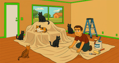 Narcy showing off her painted living room to neighbors