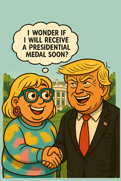 Narcy shaking hands with President Trump