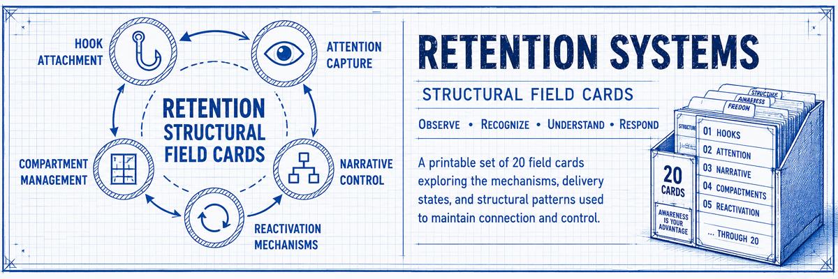 Blueprint-style retention field card banner