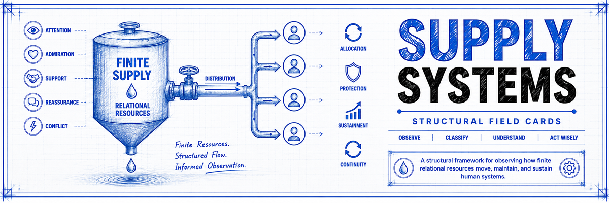 Blueprint-style supply field card banner