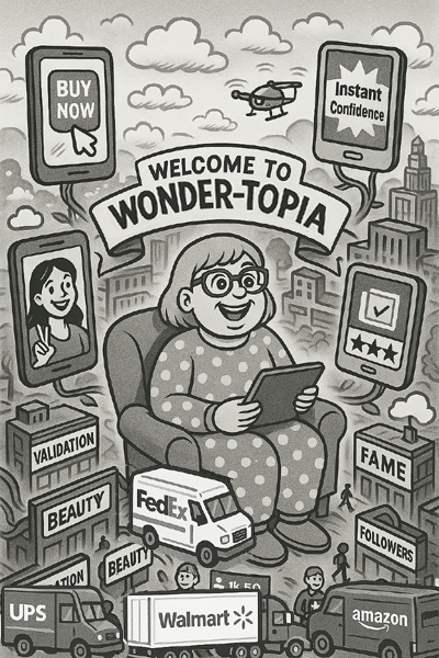 Delivery trucks will deliver most everything to your door. Online shopping is a Wonder-Topia.