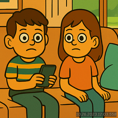 Children overhearing Narcy's rant on speakerphone